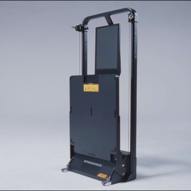 Gym Monster 2S:フットプレートを閉じた状態で解除ボタンを押すだけでゆっくり自動降下